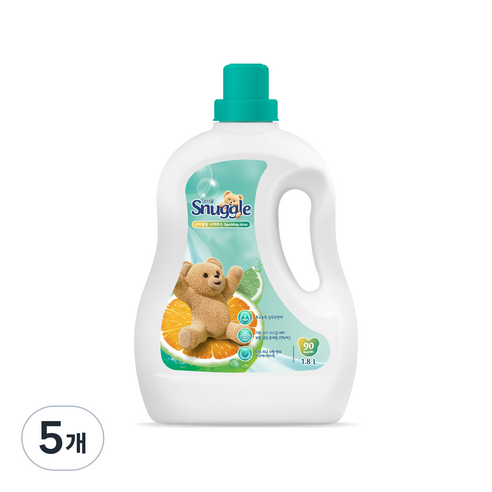 스너글 초고농축 섬유유연제 스파클링 시트러스 본품, 1.8L, 5개