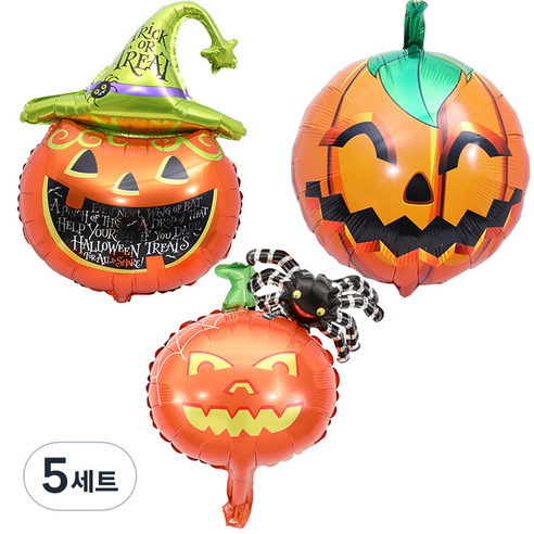 대형 호박 풍선 3종세트, 혼합색상, 5세트