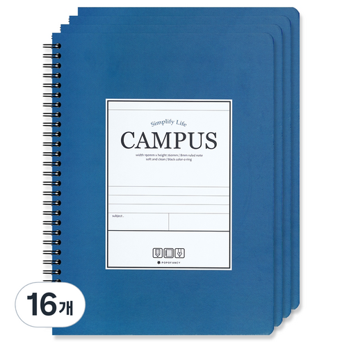 포포팬시 3000 캠퍼스 스프링 노트, 네이비, 16개