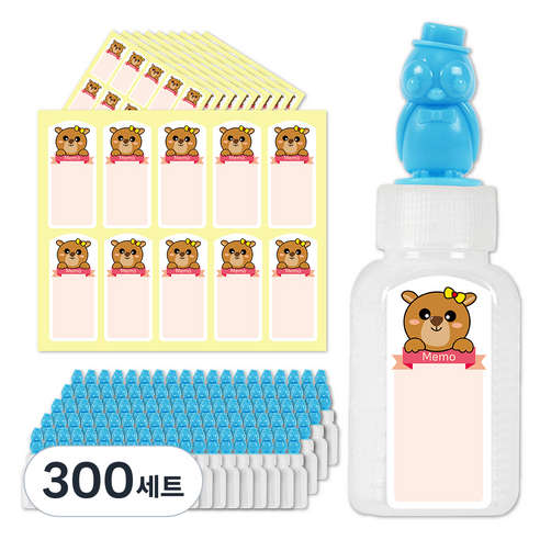 연두앵두 펭귄 캐릭터약병 20ml + 곰돌이 방수스티커, 300세트