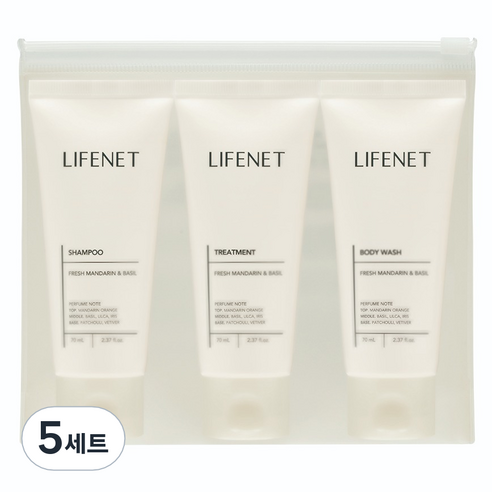 라이프넷 여행용 헤어바디 3종 트래블 키트 + 미니 파우치 세트, 5세트