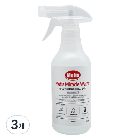 Metis 미라클워터 조리도구 클리너, 3개, 400ml
