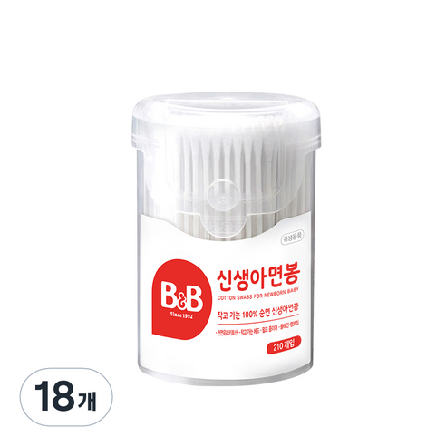 비앤비 신생아 면봉, 210개입, 18개