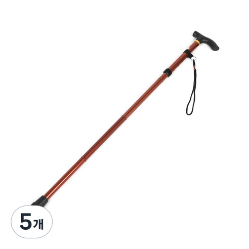 DM 알럽홈 심플 다용도 접이식 지팡이, 브라운, 5개