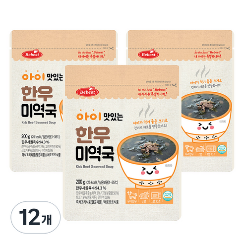 베베스트 아이 맛있는 한우국, 200g, 12개, 미역국