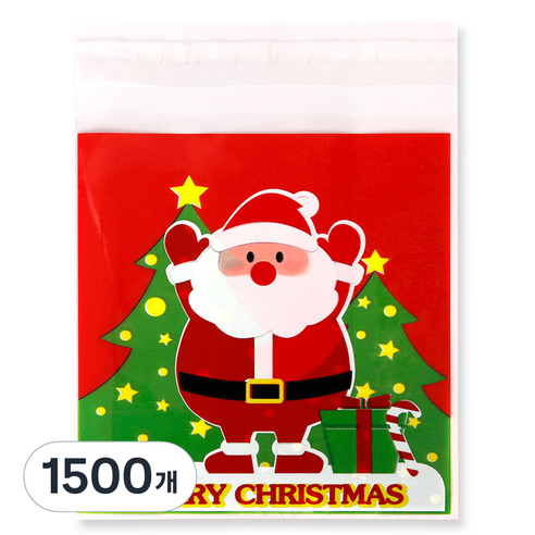 인디케이 크리스마스 해피산타 선물포장 비닐봉투, 혼합색상, 1500개