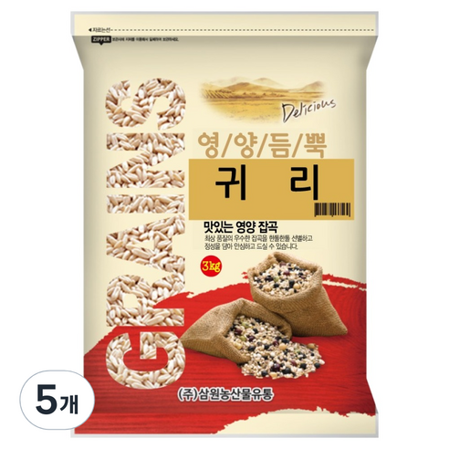 삼원농산 수입 귀리, 3kg, 5개