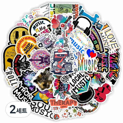 셀렉트스티커 캐리어스티커 노트북 스트릿 뮤지션 MUSIC 50종 세트, 혼합색상, 2세트