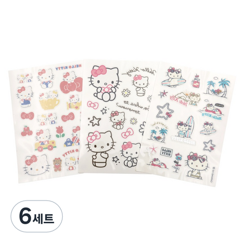 산리오 헬로키티 타투스티커 3종 세트, 6세트, 혼합색상