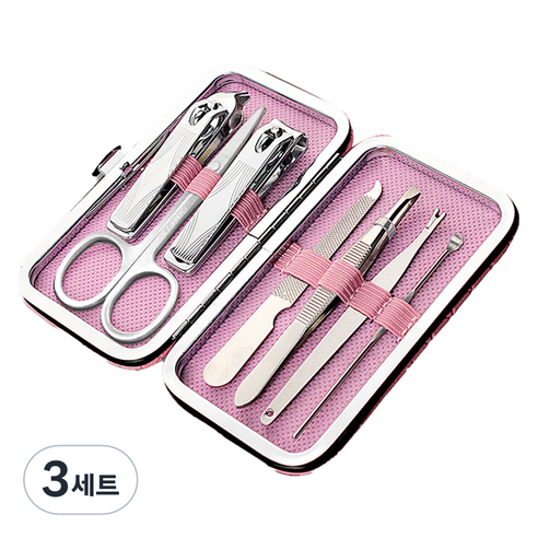 오와이규 가정용 손톱깎이 7종 세트, 핑크, 3세트