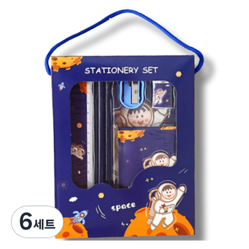 꼬까 학용품 캐릭터 문구세트, 블루, 6세트