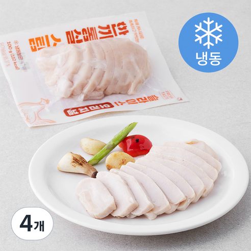한끼통살 스팀 슬라이스 오리지널 닭가슴살 (냉동), 100g, 4개
