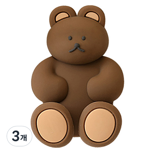 도낫도낫 실리콘 칫솔걸이, 브라우니, 3개