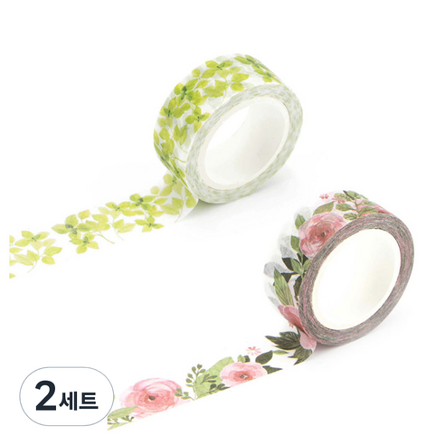 라이프포인트 내츄럴 일러스트 마스킹 테이프 11동백나무 세트, 11동백나무, 19신록, 2세트