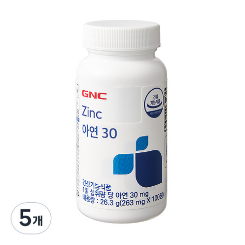 GNC 아연30, 100정, 5개