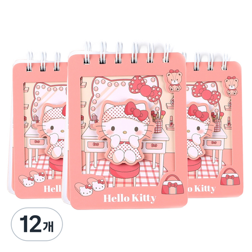 산리오 입체 핸디수첩 ROOM 100매, 레드(헬로키티), 12개