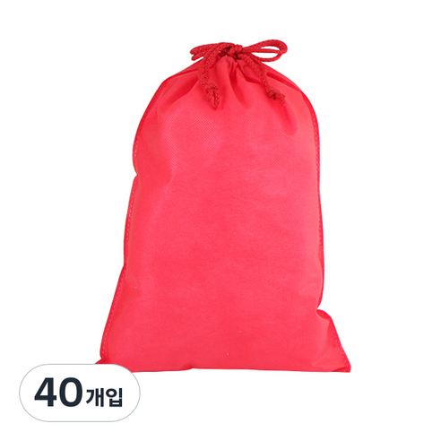 봄91 끈조리개 부직포백 25 x 35 cm, 레드, 40개입