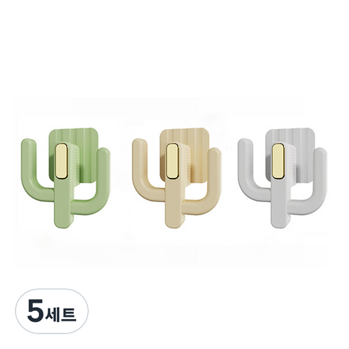 리빙공감 선인장 무타공 욕실화 거실화 거치대 3개세트, 5세트, 옐로우+그린+화이트