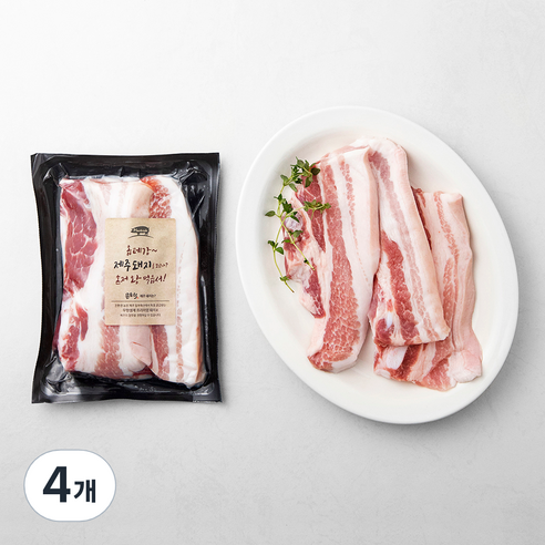 몬트락 한돈 제주돼지 무항생제 오겹살 구이용 (냉장), 300g, 4개