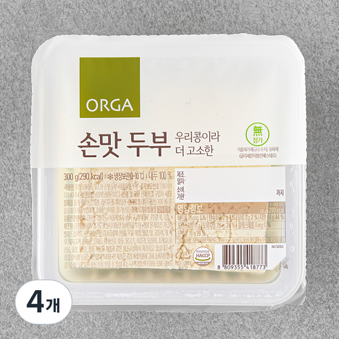 ORGA 고소한 손맛 두부, 300g, 4개