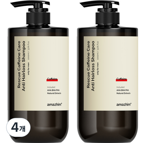 어메즈힘 레스큐 카페인 두피케어 탈모 대용량 샴푸, 4개, 1000ml