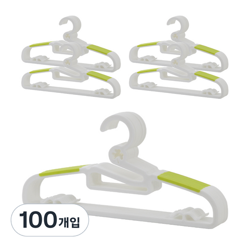 리보보 성인용 논슬립 옷걸이, 화이트 + 그린, 100개입