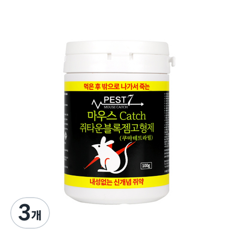 페스트7 마우스 캐치 쥐타운 블록젬 고형제 100g, 1개입, 3개
