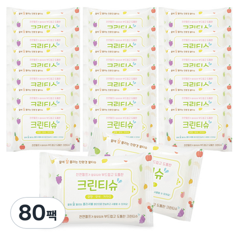 크린티슈 물에 잘풀어지는 물티슈, 20매, 80개