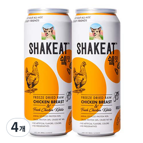 SHAKEAT 강아지 닭가슴살 캔사료 2p, 닭, 185g, 4개