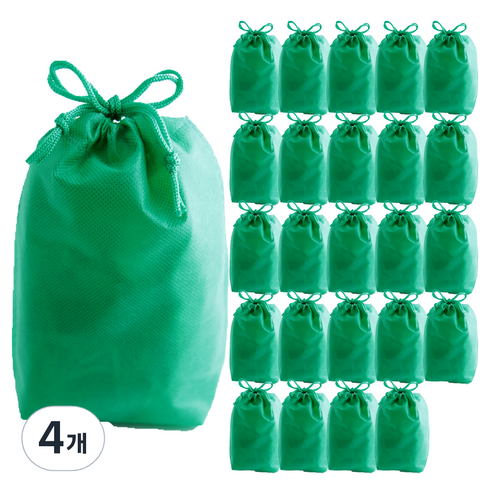 부직포 복주머니 더스트백 16 x 25 cm 25p, 그린, 4개