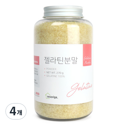 우리가스토리 프리미엄 우피 젤라틴 80B 가루 분말, 270g, 4개