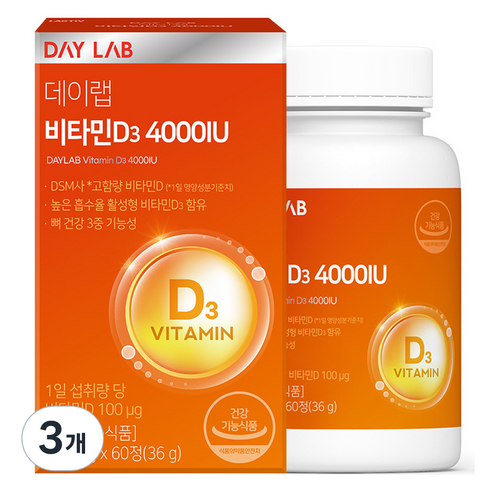 데이랩 비타민D3 4000IU 36g, 3개, 60정