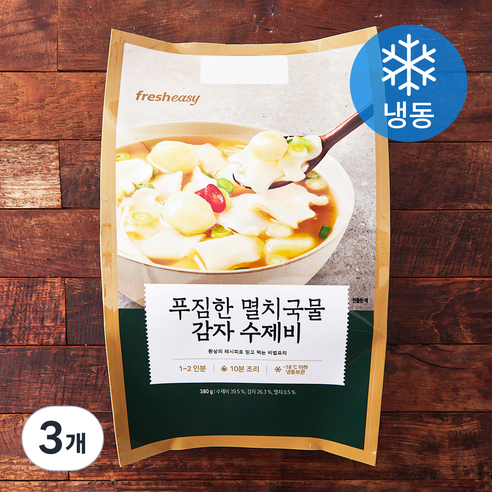 프레시지 푸짐한 멸치국물 감자 수제비 밀키트 1~2인분 (냉동), 380g, 3개