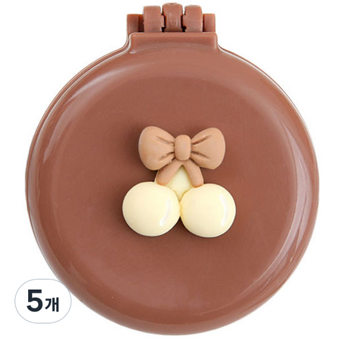로새 마카롱 곰돌이와 토끼 에어 쿠션 거울 빗, 체리 브라운, 5개