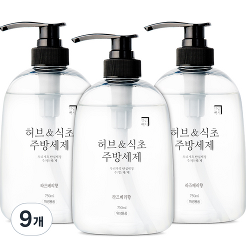 살림백서 허브 앤 식초 주방세제 라즈베리향, 9개, 750ml