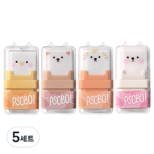 투영디자인 애니멀 롤러 지우개 4종세트, 혼합색상, 5세트