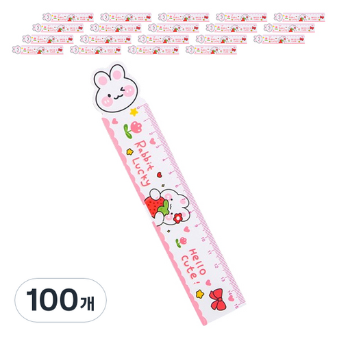 마켓감성 문구용품 휘어지는 눈금자, 행운의토끼, 100개