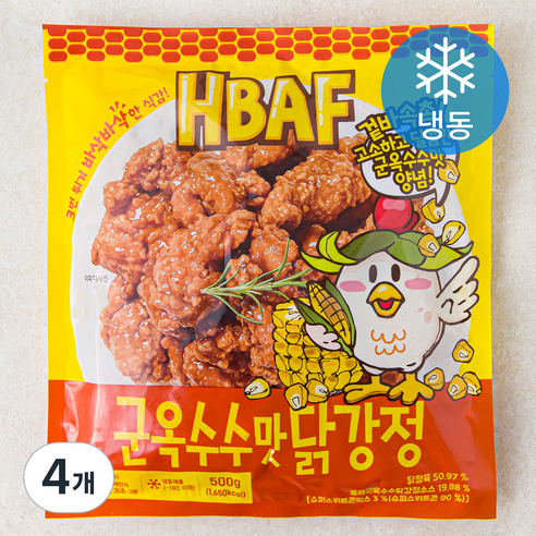 HBAF 군옥수수 닭강정 (냉동), 500g, 4개