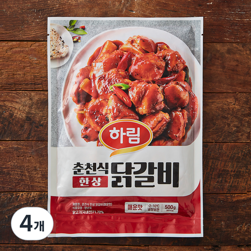 하림 춘천식 한상 닭갈비 매운맛, 4개, 500g