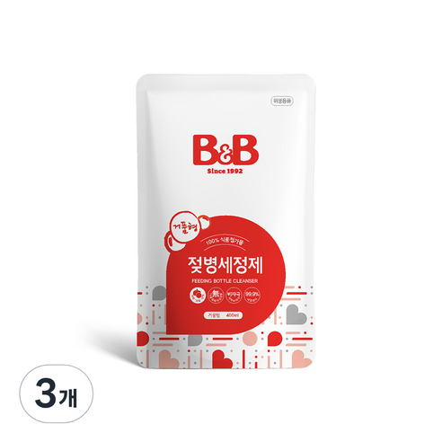 비앤비 거품형 젖병세정제 리필, 400ml, 3개