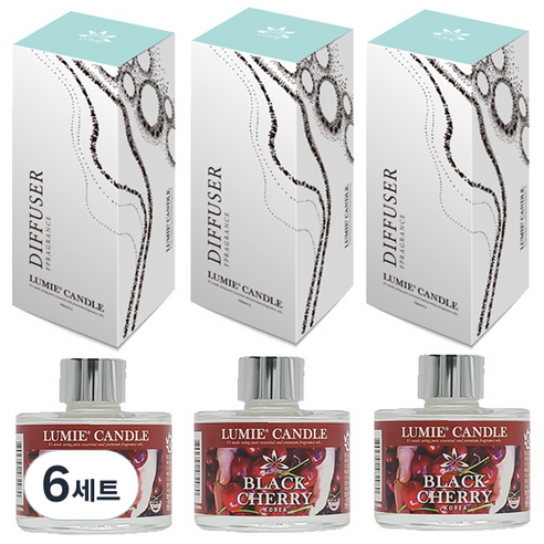 르미에 식물성 주정 디퓨저 100ml x 3p + 리드스틱 5p x 3개 세트, 블랙체리, 6세트