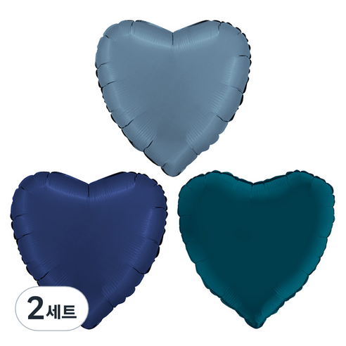 그라보벌룬 은박 하트풍선 3종 세트, 블루진, 블루네이비, 패트롤블루, 2세트