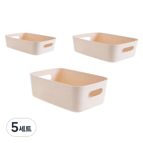 피피홈리빙 다용도 수납박스 펜트리 정리함 3종 세트, 베이지, 5세트