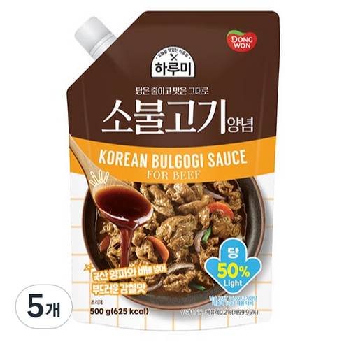 동원 하루미 소불고기 양념, 500g, 5개