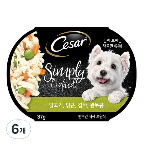 시저 심플리 닭고기 당근 감자 강아지습식사료, 닭, 37g, 6개