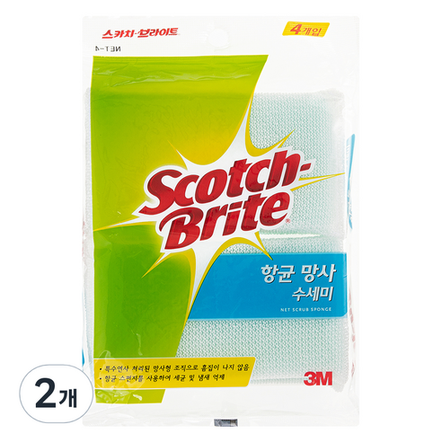 스카치브라이트 항균 망사 수세미, 4개입, 2개