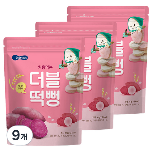 베베쿡 처음먹는 더블떡뻥 30g, 백미 + 고구마 혼합맛, 9개