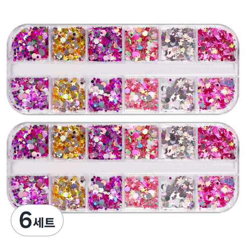 스위스녹스 셀프 네일 아트 파츠 쥬얼리 스팽글 12종 세트, 6세트, 03