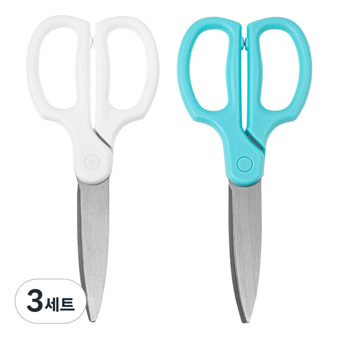 탐사 동글가위 2종 세트, 화이트, 블루, 3세트