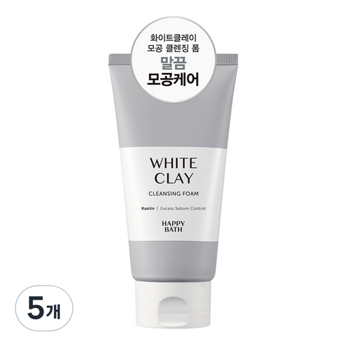 해피바스 화이트 클레이 모공 클렌징폼, 150g, 5개
